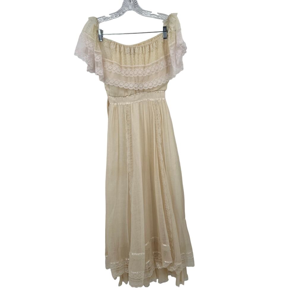 GUNNE SAX by Jessica Vintage women's cream lace boho maxi dress size 5